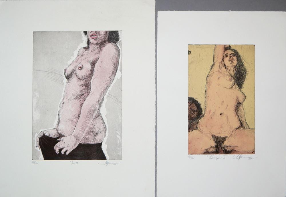 Erhard Göttlicher comparable auction result: erhard g ttlicher zwei akte louise und liebespaar i zwei farbradierungen von 1985 1990