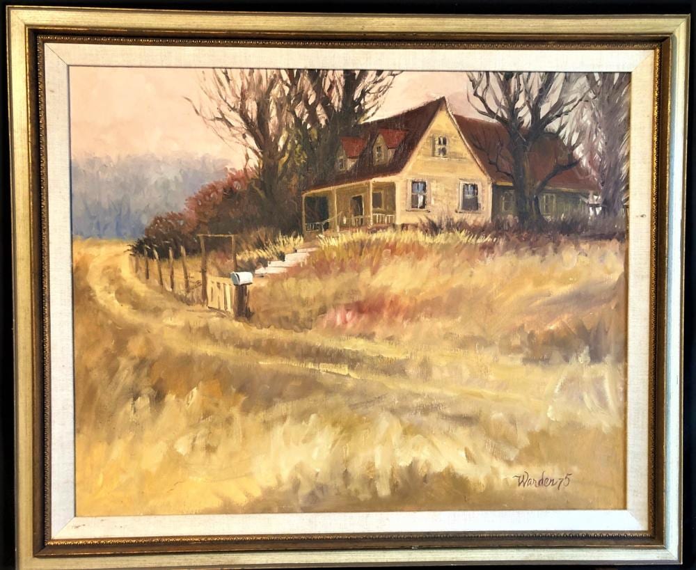 Bill Warden comparable auction result: bill warden 1927 1991 oil on canvas of a country home in a wooden frame measures 35 25in x 29 25in