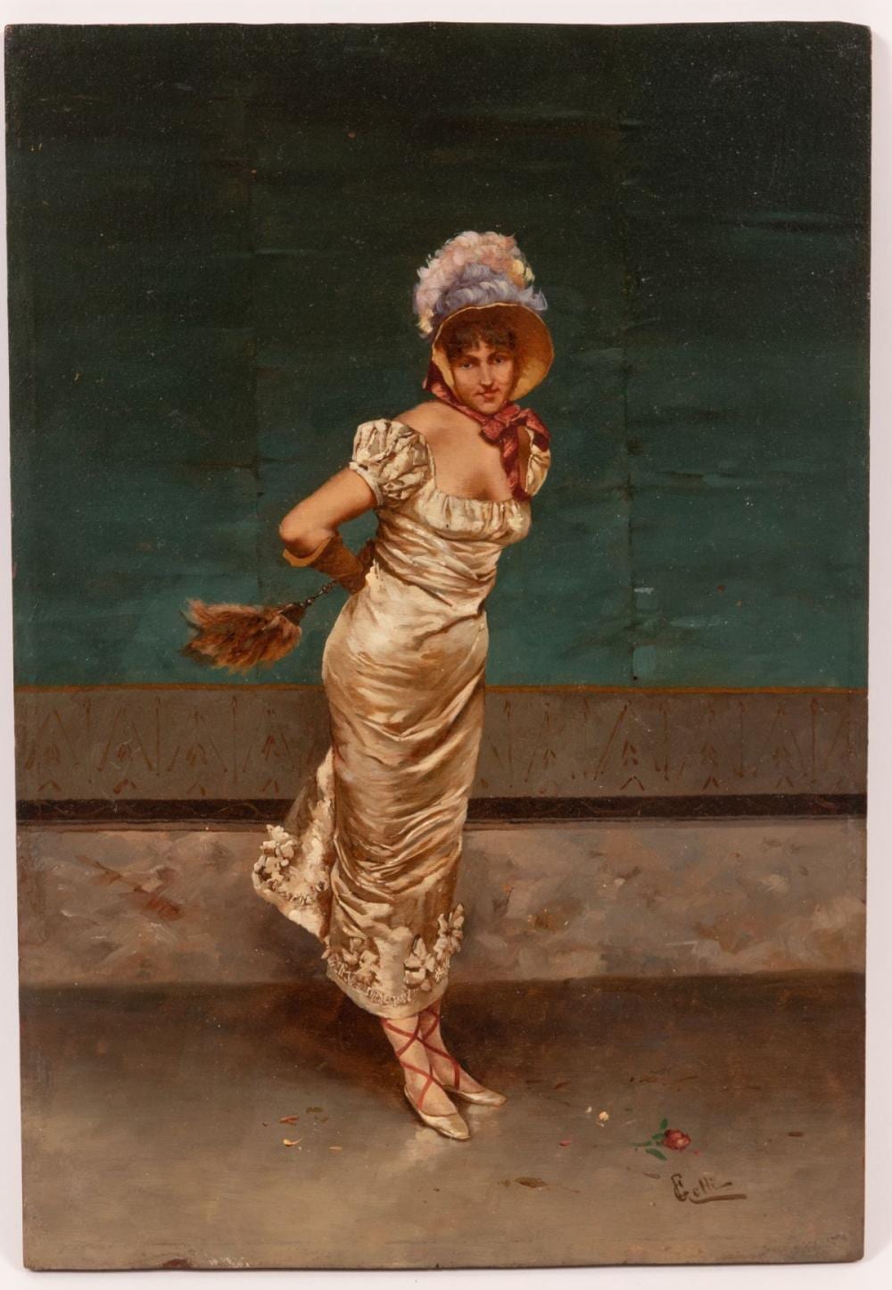 eduardo gelli italy 1852 33 oil on beveled mahogany panel h 14 5 w 10 woman in satin dress · DuMouchelles · 2021-02-26 Edoardo Gelli comparable auction result: eduardo gelli italy 1852 33 oil on beveled mahogany panel h 14 5 w 10 woman in satin dress