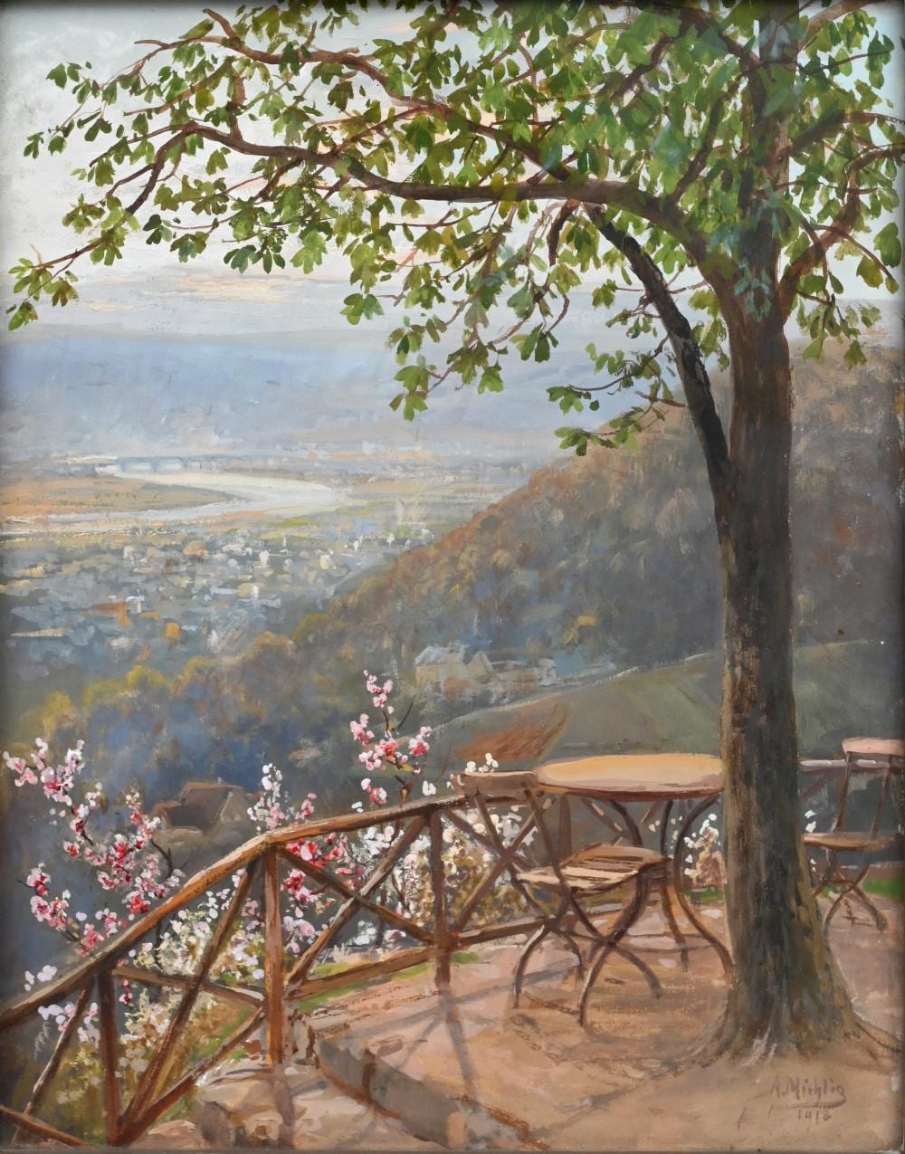 Albert Ernst Mühlig comparable auction result: blick auf radebeul bei dresden panoramic view
