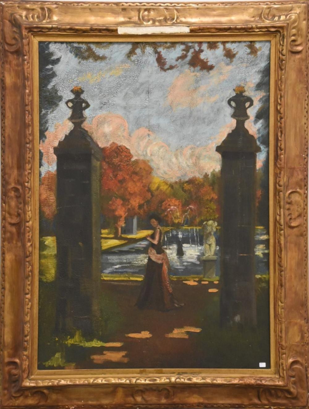 Alexandre Denonne comparable auction result: alexandre denonne 1879 1953 elegante dame in einem schlosspark l auf leinwand signiert ca 95x70cm