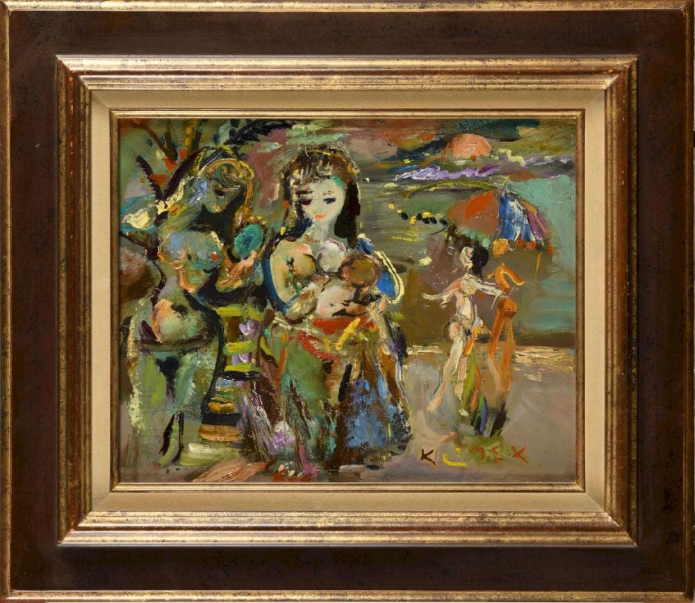 Ludwig Klimek comparable auction result: ludovic klimek 1912 1992 m re et enfant huile sur carton 41 x 43 cm