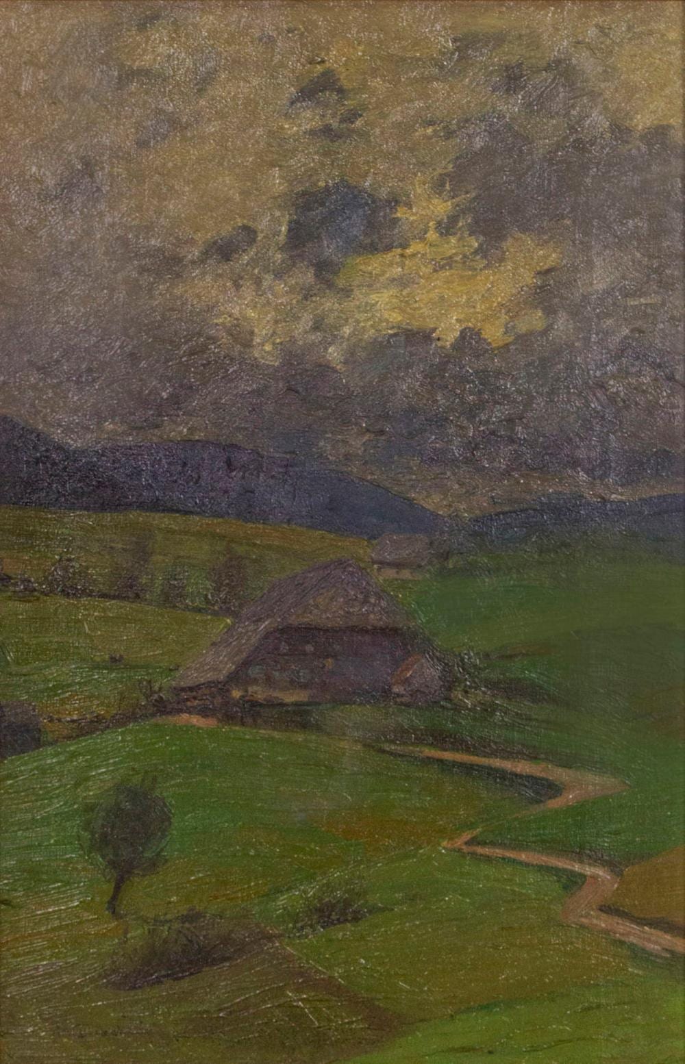 Hermann Dischler comparable auction result: hermann dischler german 1866 1935 autumn with the mountains of the black forest in the background oil on canvas 1913
