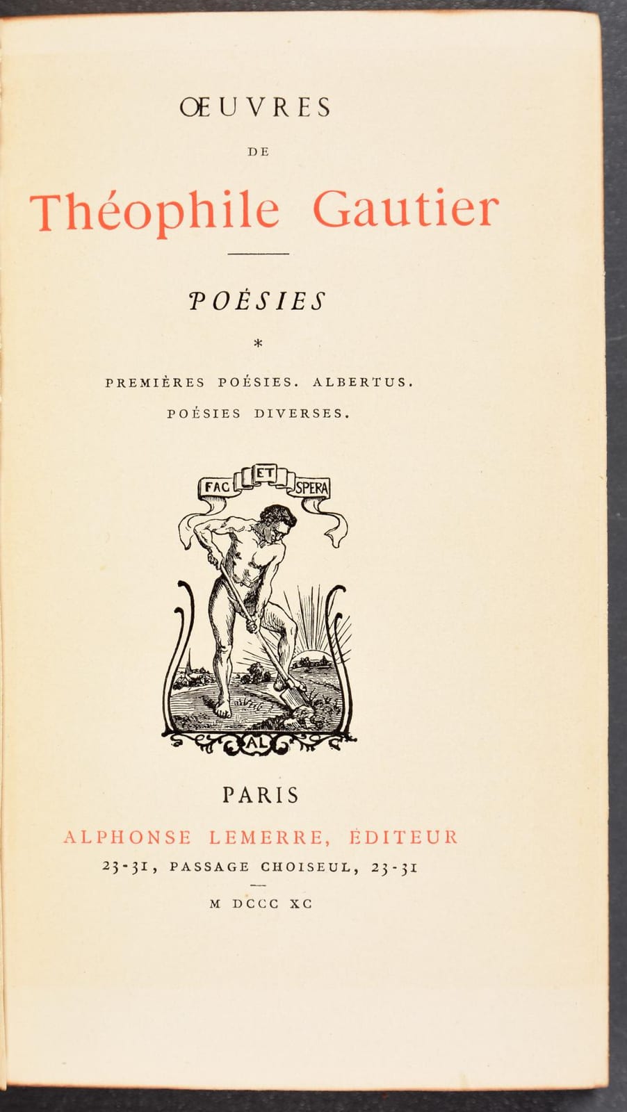 Théophile Gautier comparable auction result: oeuvres