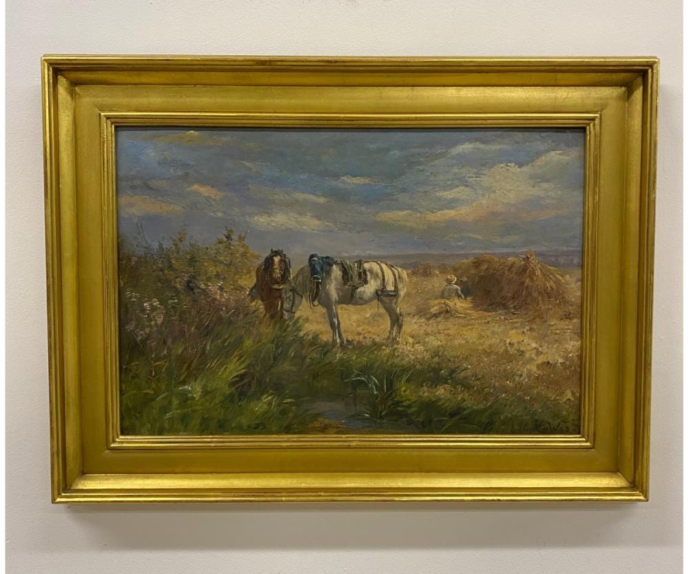 Leon Georges Calves comparable auction result: leon georges calves oil on board