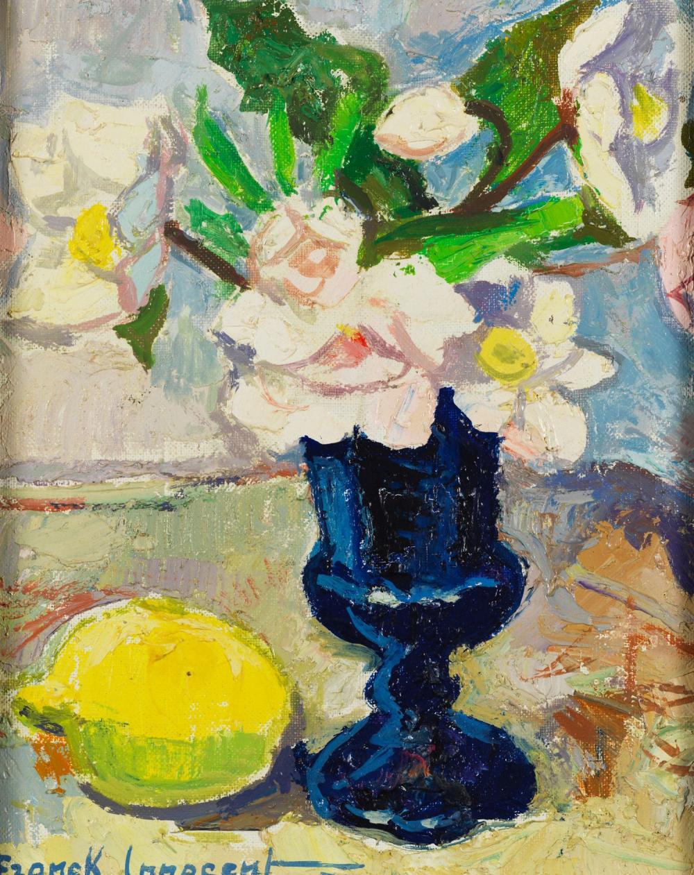 Franck Innocent comparable auction result: franck innocent 1912 1983 roses de no l huile sur toile sign e en bas gauche contresign