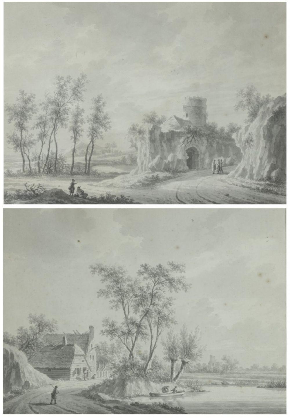 Nicolaas Wicart comparable auction result: nicolaas wicart utrecht 1748 1815 a river landscape in the vincinity of utrecht travelers on a sandy track by a ruined fortress in a rockwall 2x