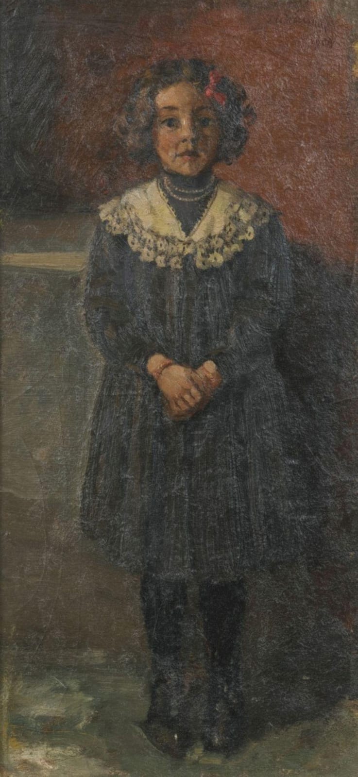 Ids Wiersma comparable auction result: ids wiersma brantgum dongeradeel 1878 1965 tytsjerksteradiel portrait of a young girl standing full length
