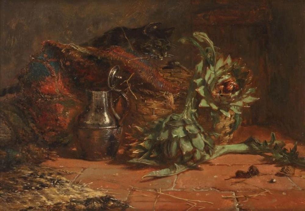 Maria Vos comparable auction result: maria vos amsterdam 1824 1906 oosterbeek renkum a cat hunting for mice