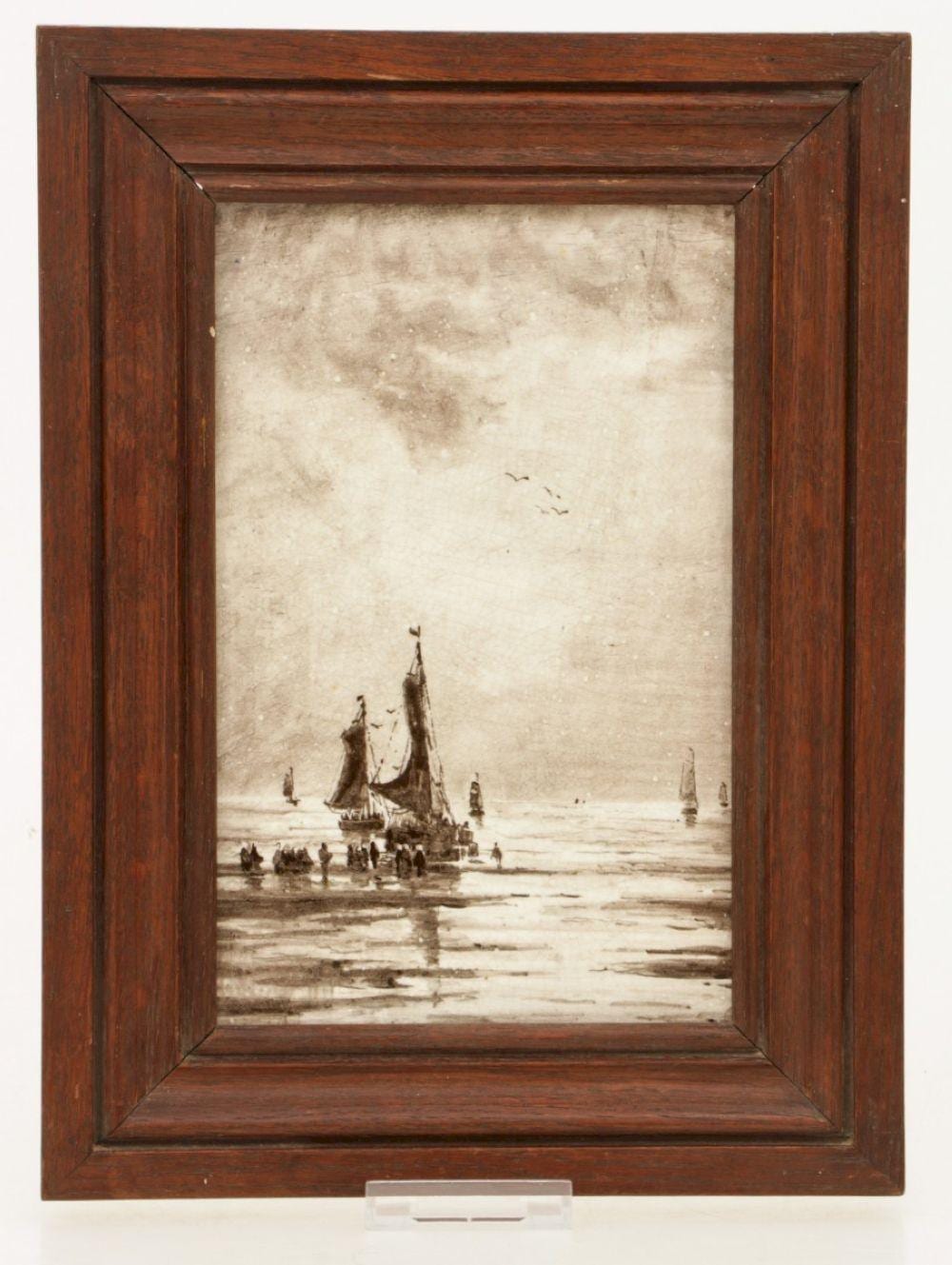 Chris Lanooy comparable auction result: chris lanooy sint annaland 1881 1948 epe for plateelfabiek de distel n h w mesdag fishingpinks and fisherfolk at low tide