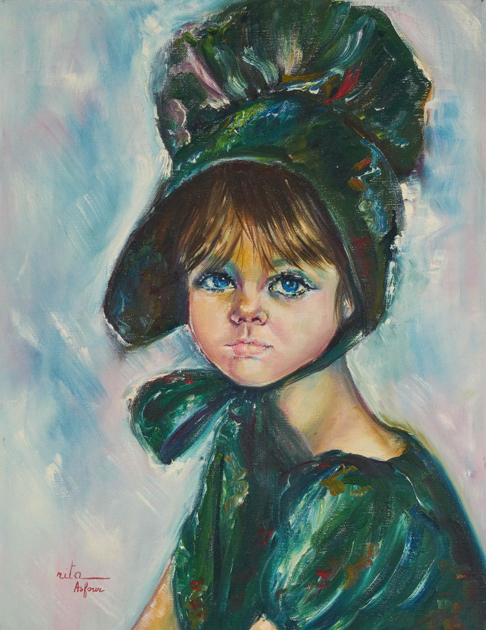 Rita Asfour comparable auction result: rita asfour portrait of girl in bonnet
