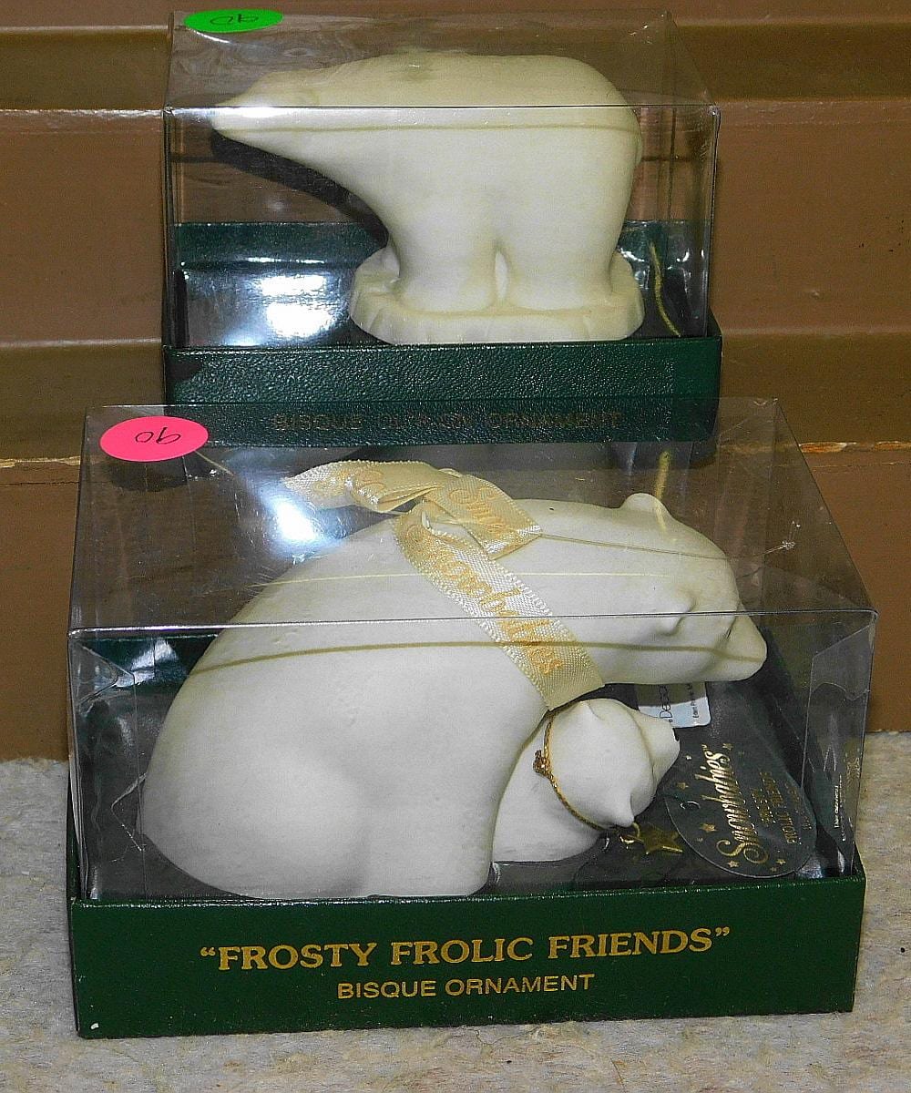 2 DEPARTMENT 56 SNOWBABIES BISQUE ORNAMENTS sold by Diefenderfer Auction Company, lot 90 — auction record photograph