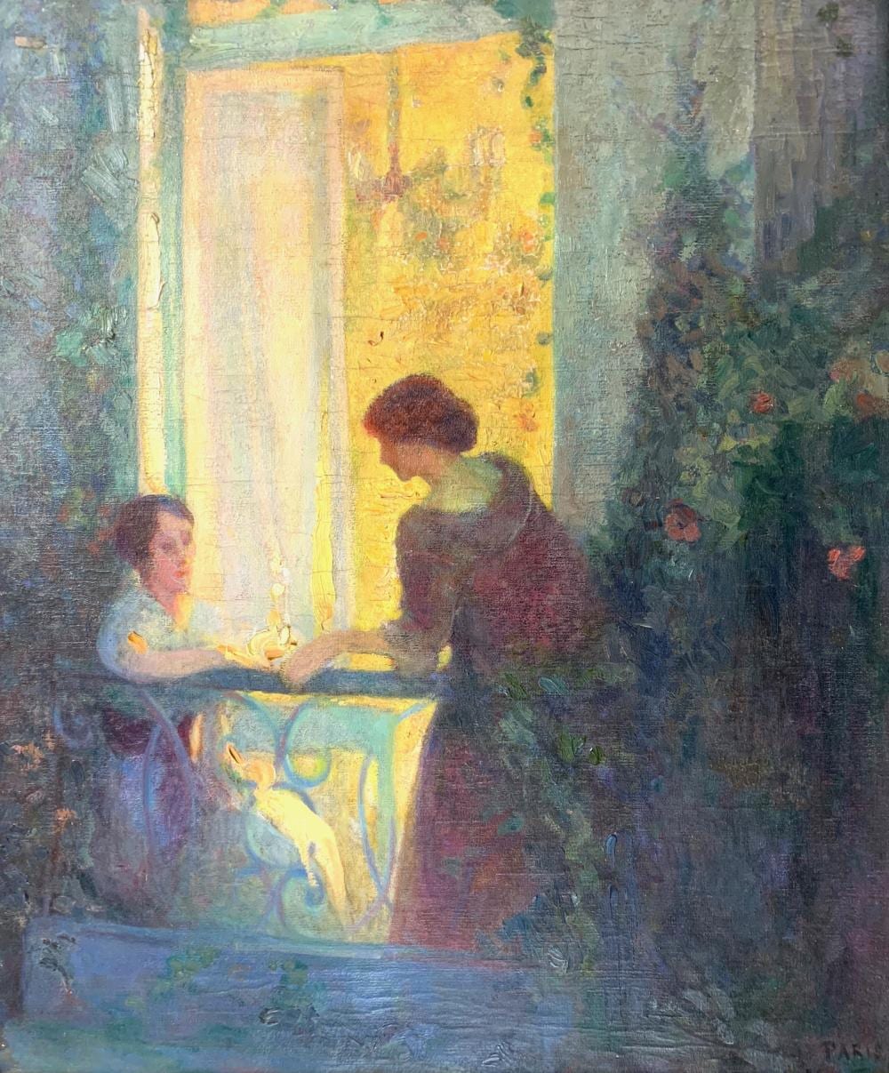 Jane Jarvis Mumford comparable auction result: jane jarvis mumford 1878 1948 the conversation paris 1914 oil on canvas