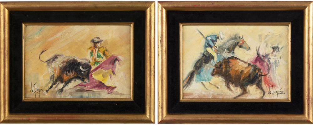 Lesver de Quiros comparable auction result: lesver de quiros 2 bull fighting scenes o b