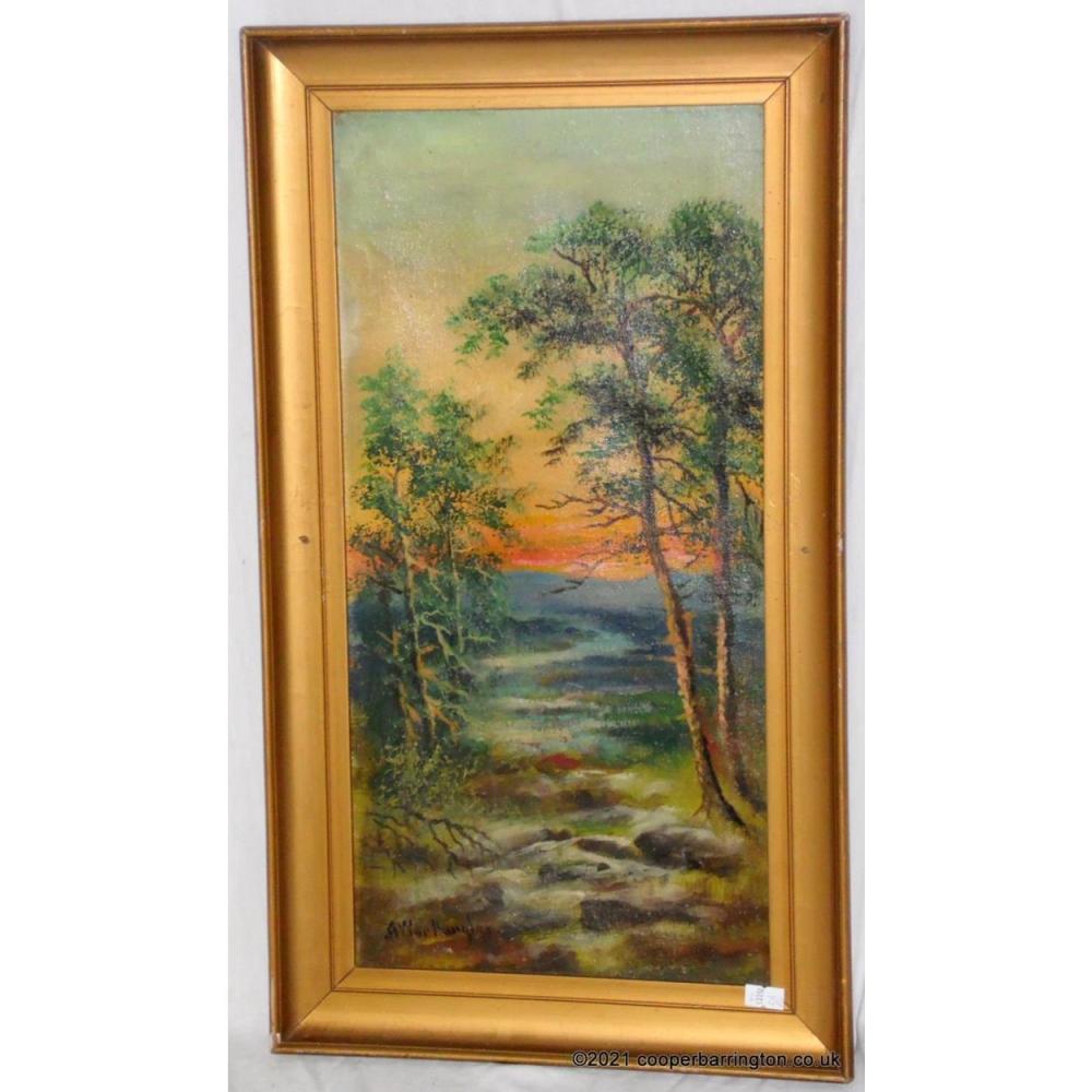 Alfred Worthington comparable auction result: alfred worthington oil on canvass landscape
