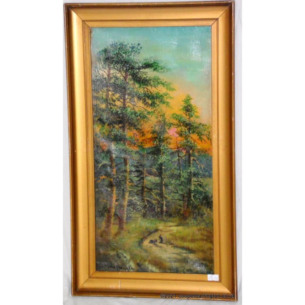 Alfred Worthington comparable auction result: alfred worthington oil on canvass landscape