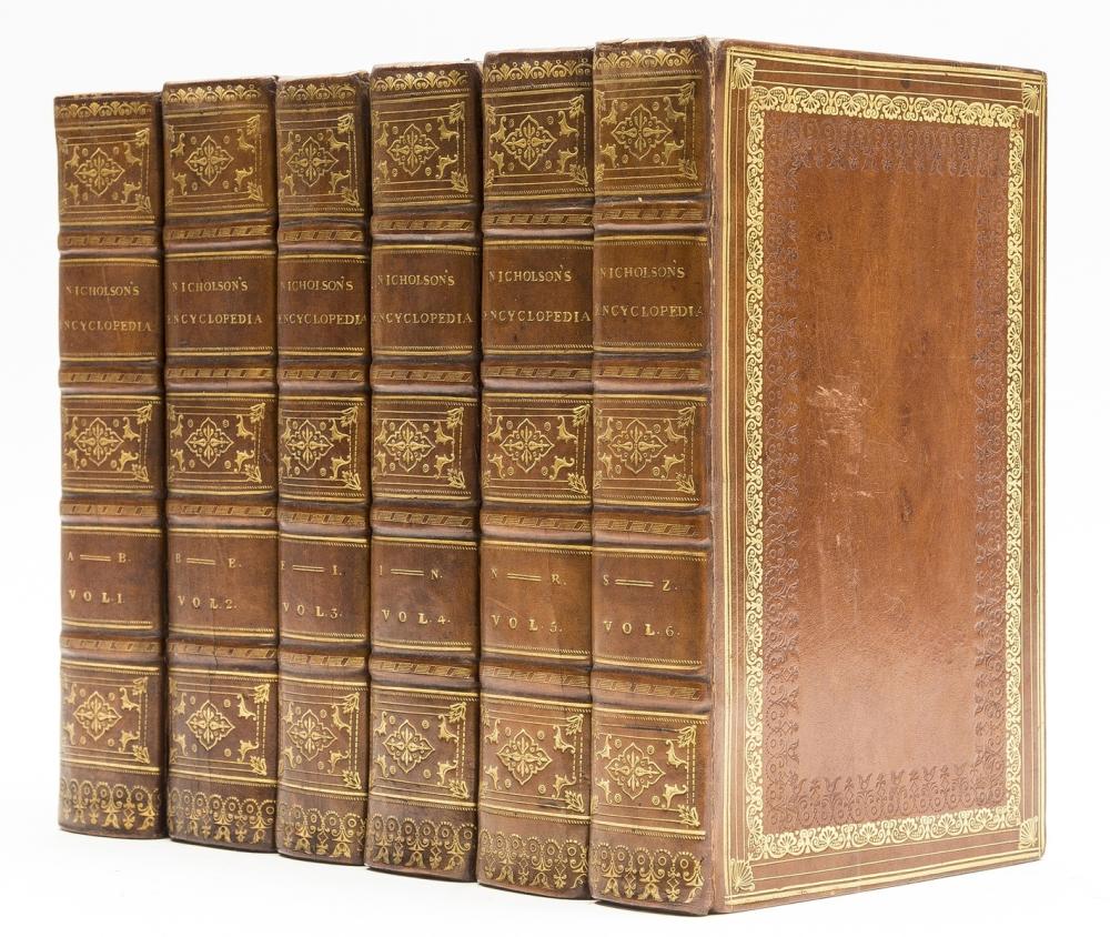 Auction comp thumbnail for Nicholson (William) The British Encyclopedia, or Dictionary of Arts and Sciences, 6 vol., engraved plates, handsome contemporary russia, gilt, 1809. (Forum Auctions - UK, Lot 58)
