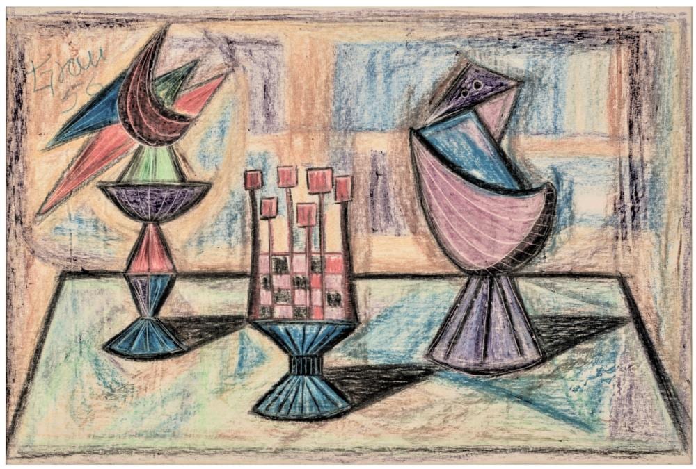 Enrique Grau (1920-2004) S/T, 1956 Crayola sobre papel Medidas: 60 x 90 cm comparable sale