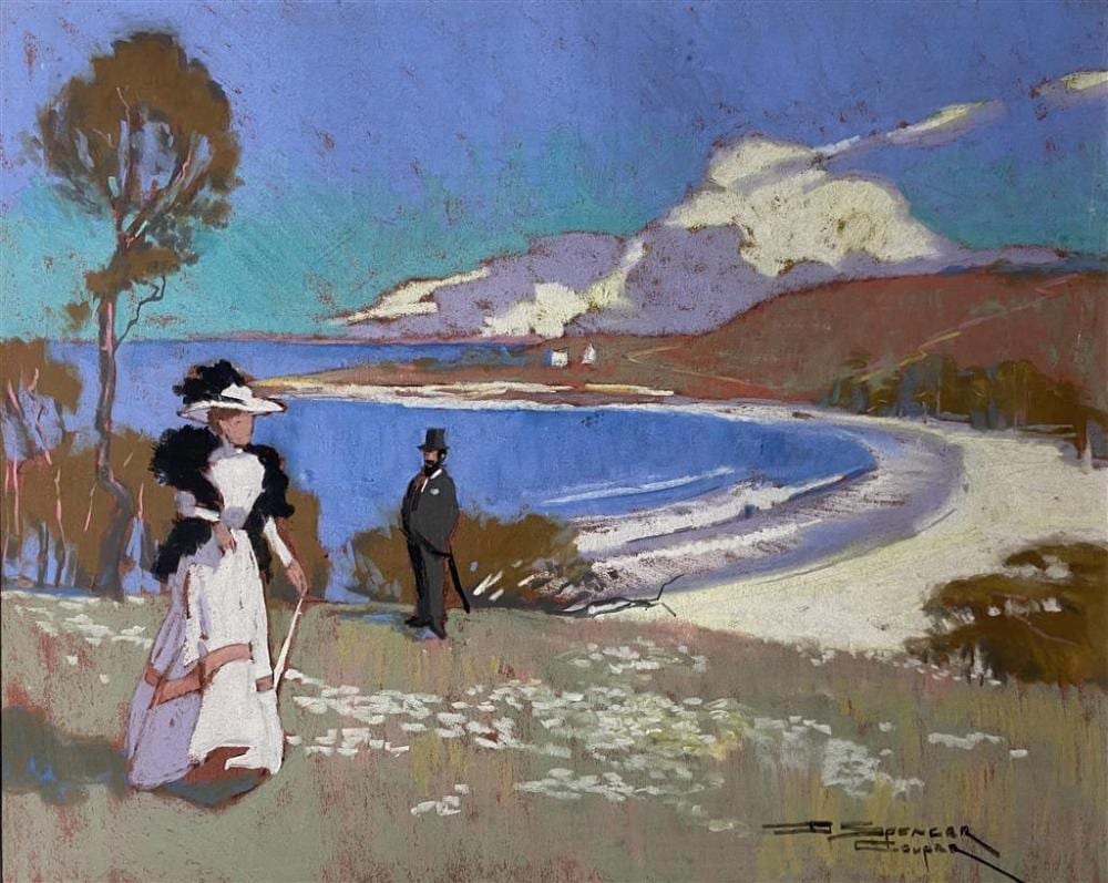 David Spencer Couper comparable auction result: david spencer couper b 1954 beachside stroll pastel