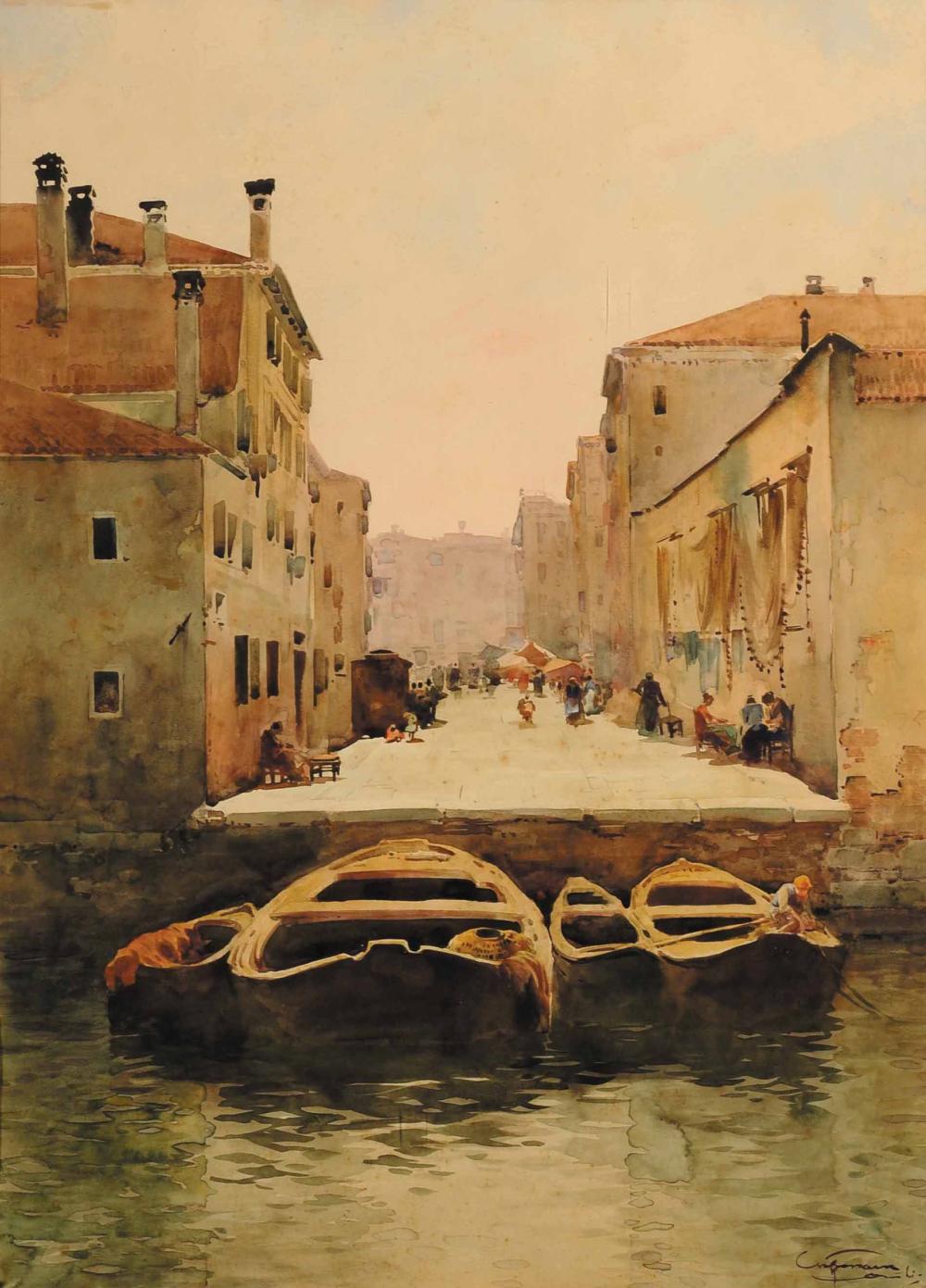 Aurelio Craffonara comparable auction result: aurelio craffonara 1875 1945 calle e barcone a venezia