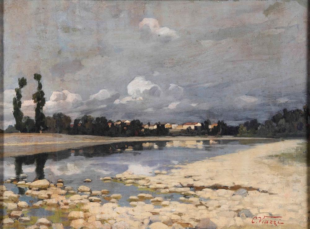 Cesare Viazzi comparable auction result: cesare viazzi 1857 1943 paese sul fiume 1885 1889