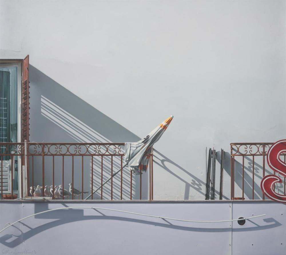 Peter Lindsay comparable auction result: peter lindsay born 1952 day s end 1996 oil on canvas