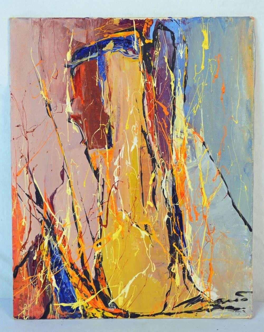 Millicent E. Ayrton comparable auction result: modern abstract drip painting after pollock signed