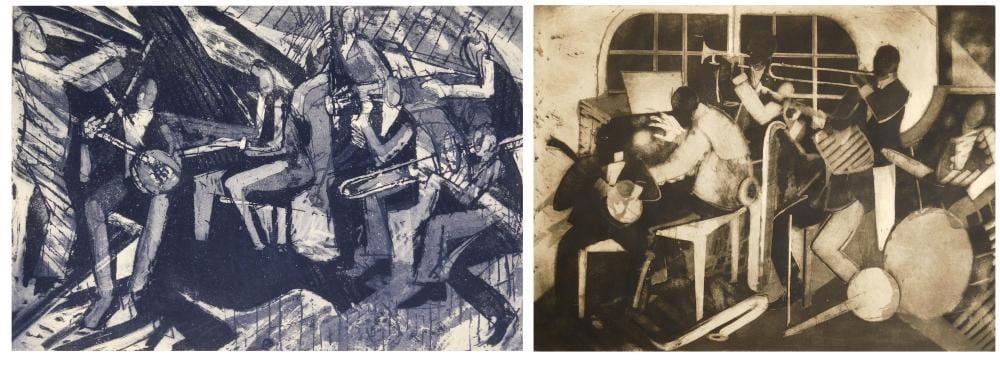 Bernard Greenwald comparable auction result: 2 bernard greenwald etchings