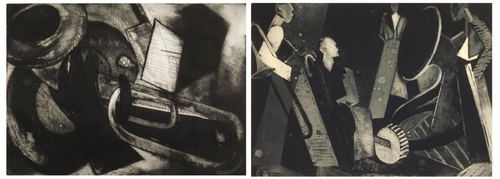 Bernard Greenwald comparable auction result: 2 bernard greenwald etchings