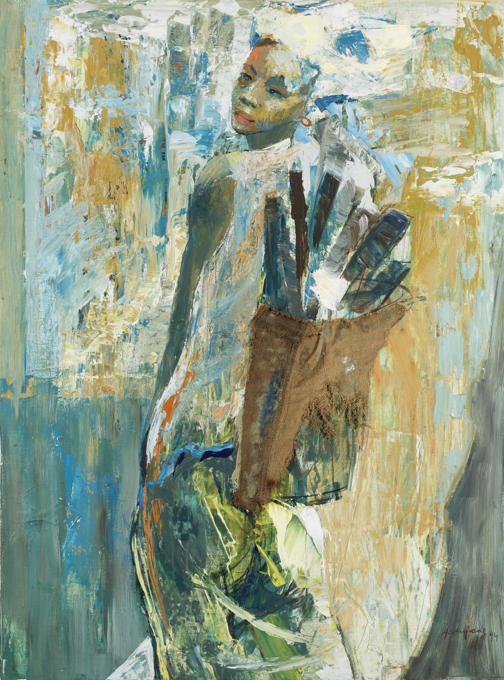 Aime Mpane comparable auction result: aime mpane democratic republic of congo born 1968 a portrait of marie pierre ntiba kawa