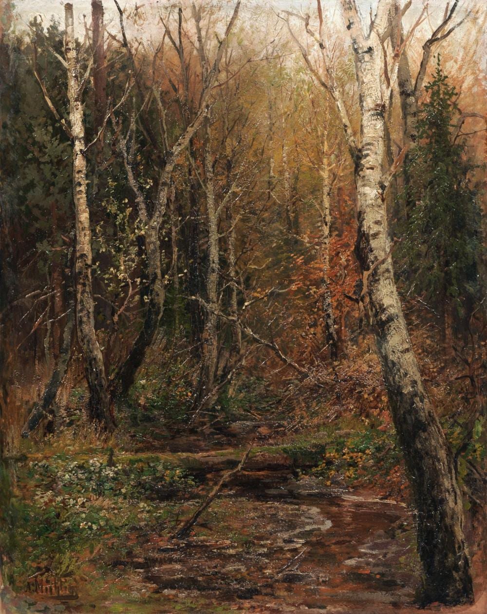 Albert Ernst Mühlig comparable auction result: albert ernst m hlig fr hling im walde wohl um 1900