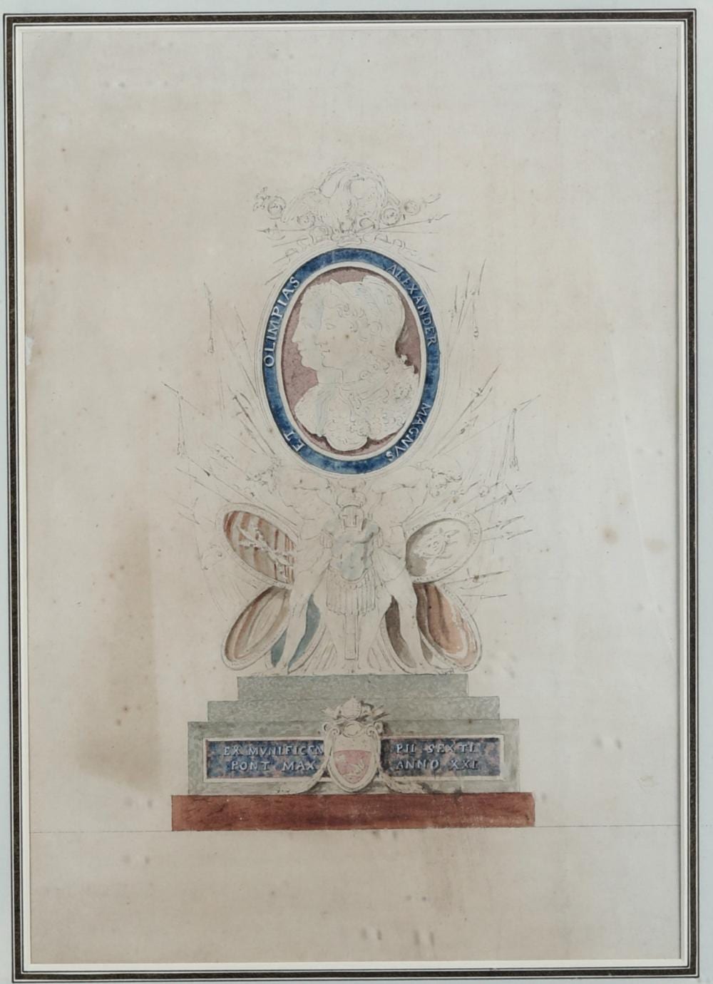 Giuseppe Valadier comparable auction result: giuseppe valadier roma 1762 1839 progetto per una montatura del cammeo gonzaga su commissione di papa pio vi braschi