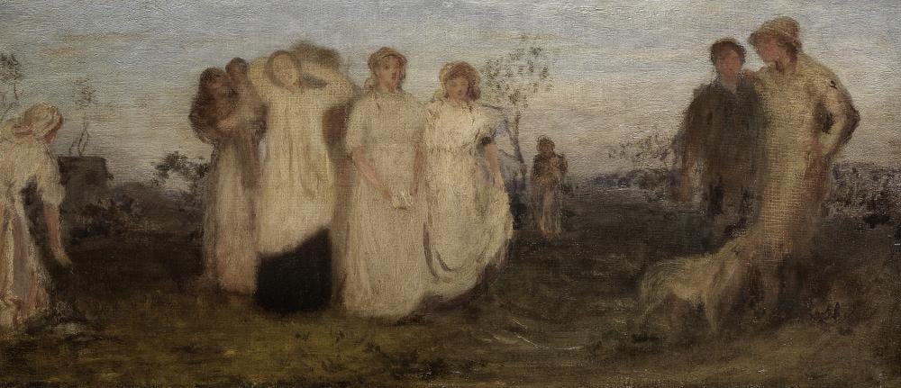 George Heming Mason (British, 1818-1872) Sketch for The Evening Hymn sold by Bonhams, lot 47 — auction record photograph