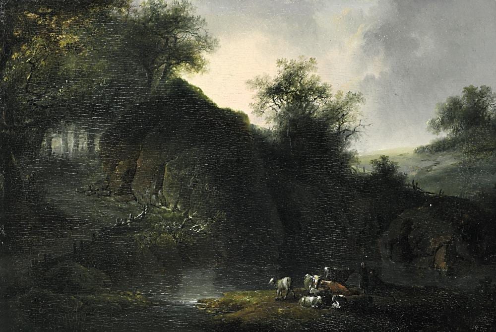 Heinrich Wüst comparable auction result: landschaft mit schafen