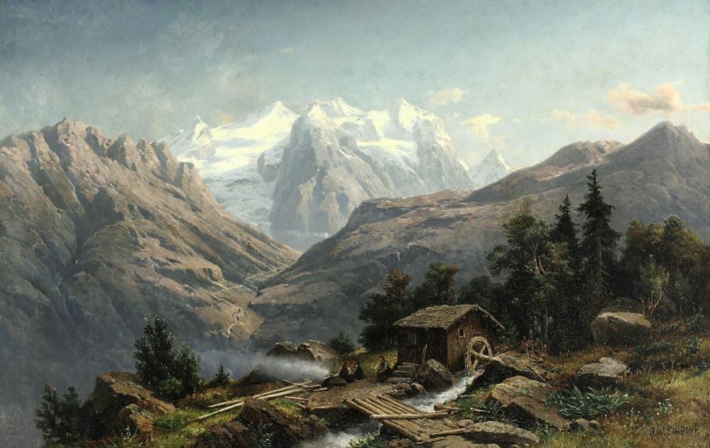 Johann Wilhelm Lindlar comparable auction result: m hle im gebirge