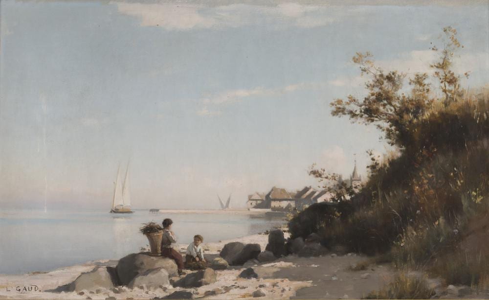 Léon Gaud comparable auction result: l on gaud 1844 1908 enfants au bord du lac