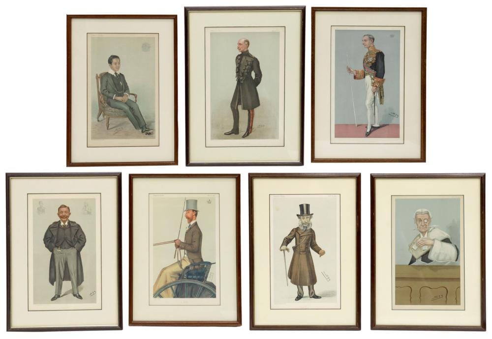 (7) VANITY FAIR SPY CARICATURE CHROMOLITHOGRAPHS sold by Austin Auction Gallery, lot 1484 — auction record photograph