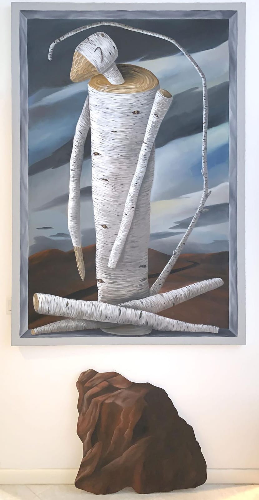 Cheryl Laemmle comparable auction result: cheryl laemmle american born 1956 oil on canvas with masonite cut outs monkey with red rocks no 10 1982 canvas 84 x 56 inches ny gallery label barbara toll fine arts inc