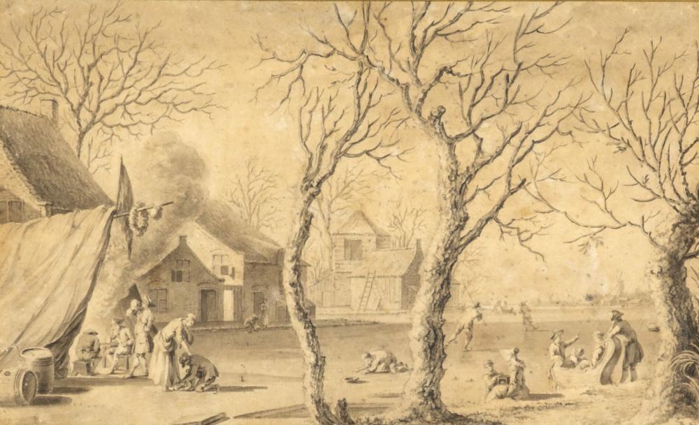 E Du comparable auction result: ecole flamande du xviii me si cle paysage d hiver avec patineurs plume e