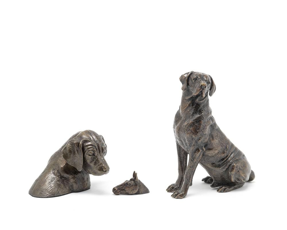 Sally Arnup comparable auction result: sally arnup british b 1930 three patainated bronze animalier studies compsing a bronze model of a great dane together with a puppy s head and a miniature horses head 3