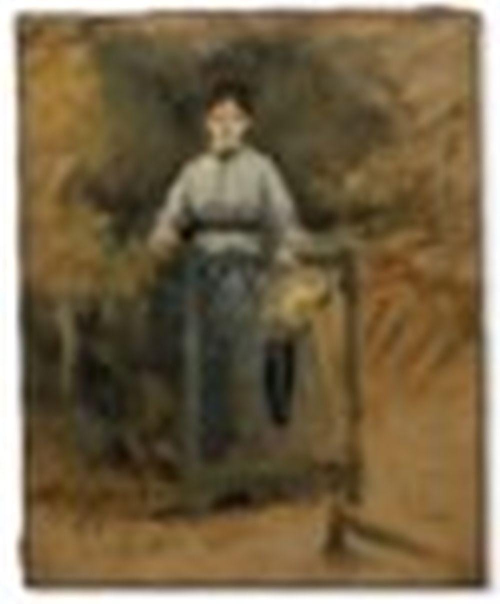 Eva Gonzalès comparable auction result: eva gonzal s 1849 1883 la servante ou la barri re huile sur toile 41 x