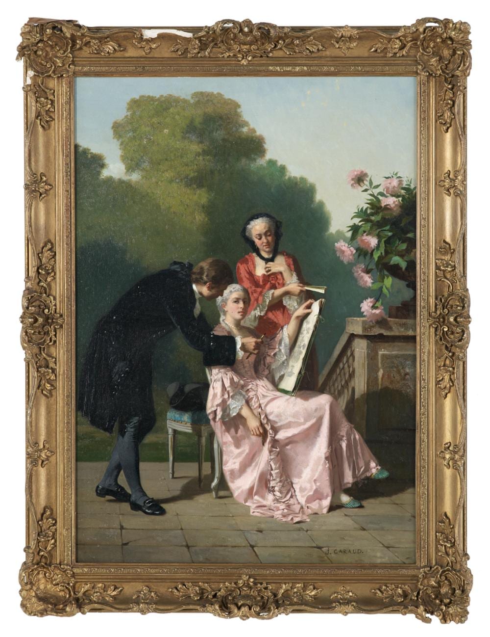 Joseph Caraud comparable auction result: joseph caraud french 1821 1905 lecon d art au jardin
