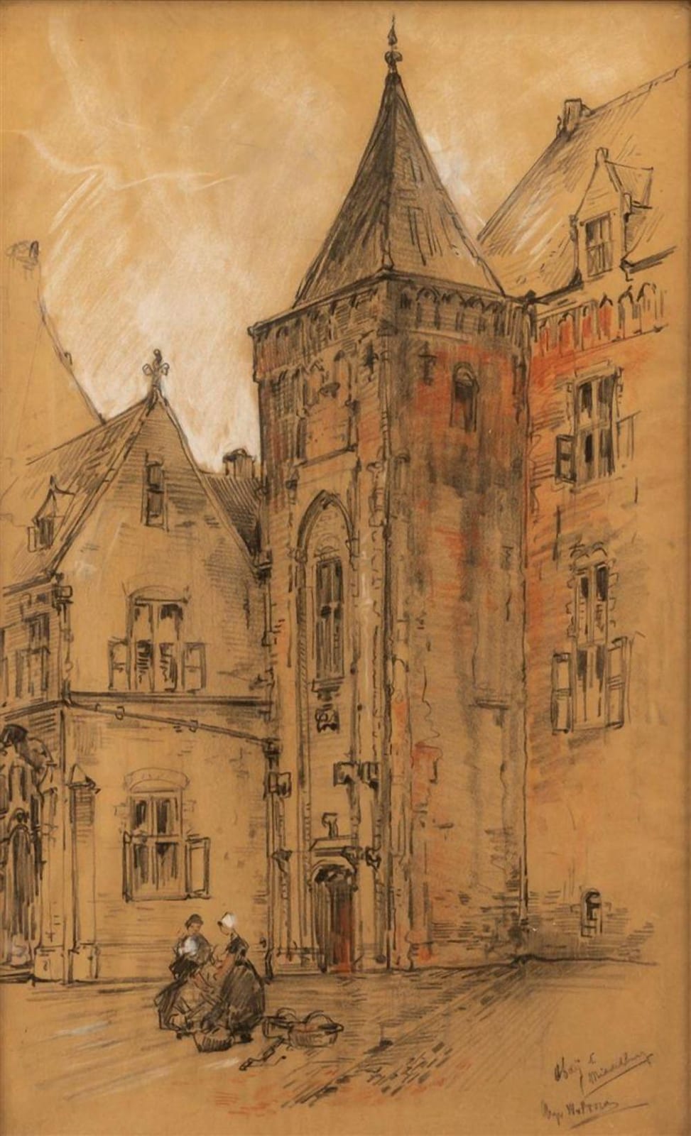August Willem van Voorden comparable auction result: august willem van voorden 1881 1921 abdij te middelburg pastel r o gesigneerd b