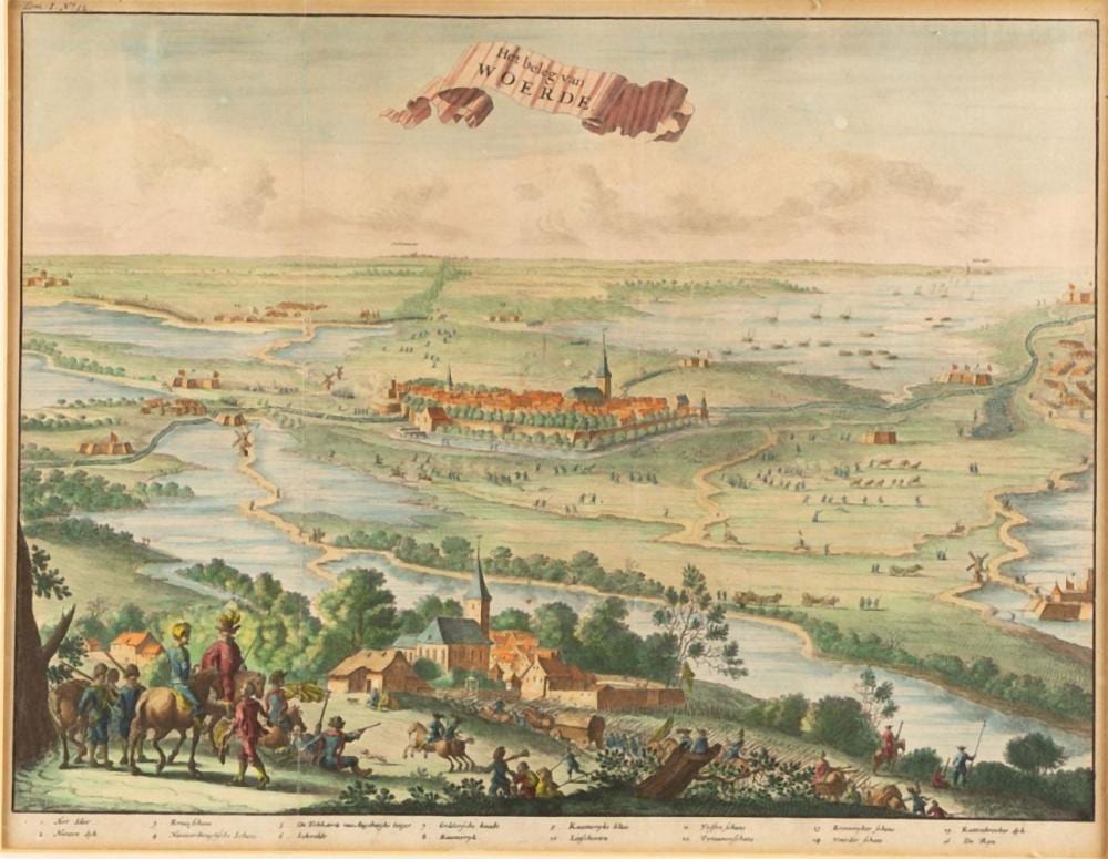 Cornelis Gerritsz. Decker comparable auction result: coenraet decker 1650 1685 het beleg van woerde 1677 handgekleurde kopergravure ingelijst