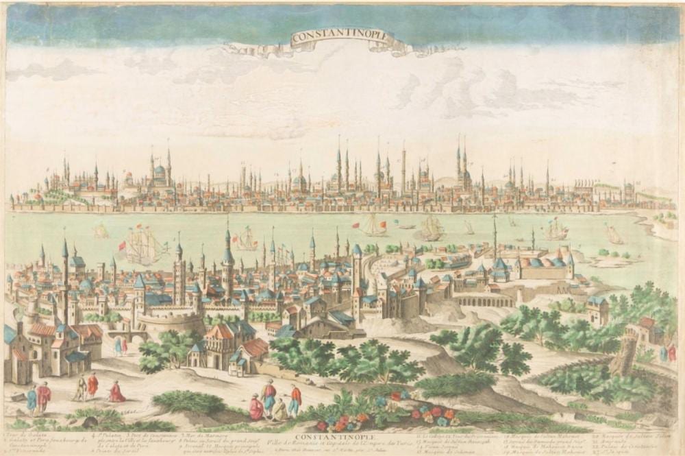 Jacques Chéreau comparable auction result: jacques ch reau 1688 1776 constantinople panorama van contantinopel ca 1780 handgekleurde