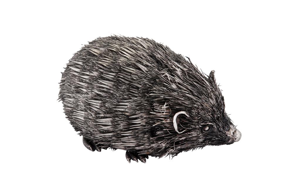 A late 20th / early 21st century Italian silver model of a hedgehog, Milan circa 2000 by Gianmaria Buccellati sold by Chiswick Auctions, lot 33 — auction record photograph