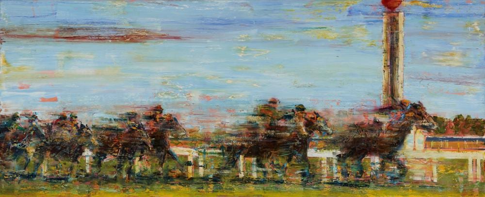 Joseph Rolella comparable auction result: joseph rolella 1972 trackside caulfield 2006 oil on canvas 111 x 281 cm signed and dated lower right titled verso