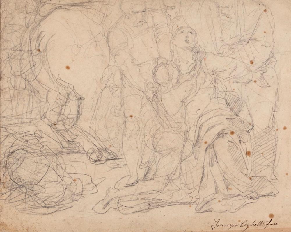 Francesco Coghetti comparable auction result: francesco coghetti bergamo 1802 roma 1875 study for the martyrdom of santa felicita and her seven children about 1850