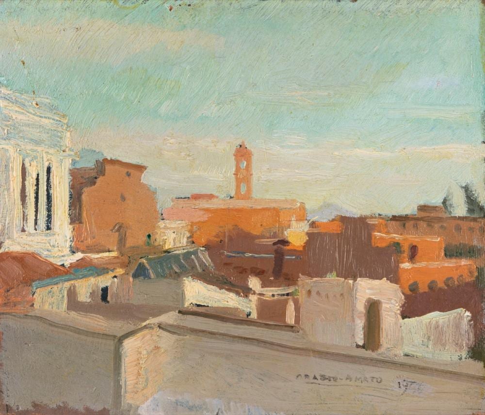 Orazio Amato comparable auction result: orazio amato anticoli corrado 1884 roma 1952 rome view of the campidoglio with the ara coeli and the vittoriano