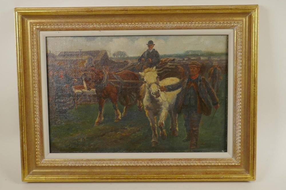 geoffrey mortimer british 1895 1986 the horse fair after alfred munnings oil on canvas laid on board 10 x 16 · Crow's Auction Gallery Ltd · 2021-03-17 Geoffrey Mortimer comparable auction result: geoffrey mortimer british 1895 1986 the horse fair after alfred munnings oil on canvas laid on board 10 x 16